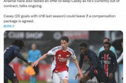 罗马诺：水晶宫、诺维奇有意17岁中场丹-凯西，已与阿森纳接触